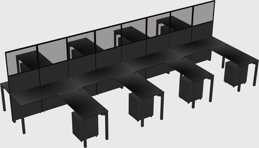 Shared l-shape cubicle