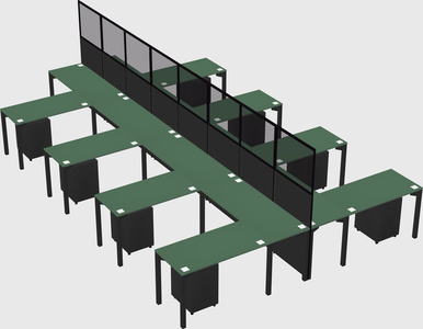 Shared l-shape cubicle