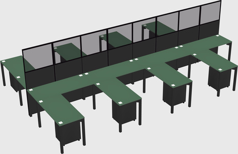 Shared l-shape cubicle