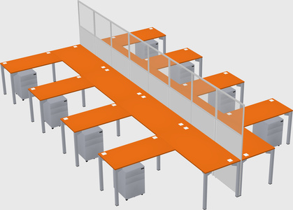Shared l-shape cubicle