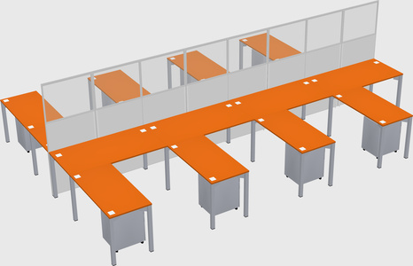 Shared l-shape cubicle