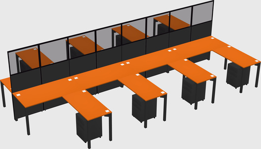 Shared l-shape cubicle