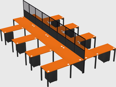 Shared l-shape cubicle