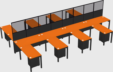 Shared l-shape cubicle