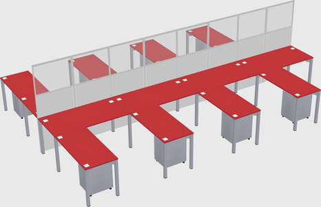 Shared l-shape cubicle