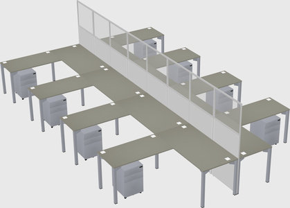 Shared l-shape cubicle