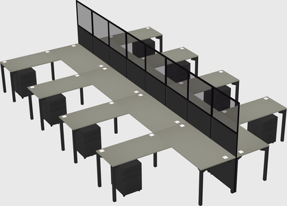 Shared l-shape cubicle