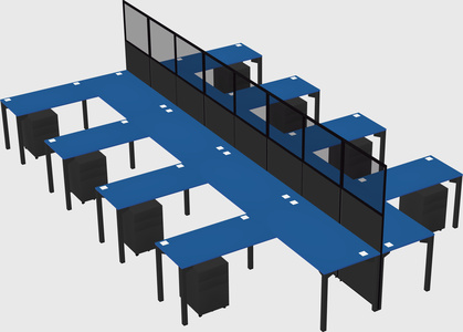 Shared l-shape cubicle