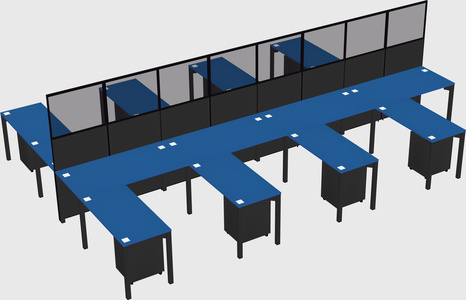 Shared l-shape cubicle