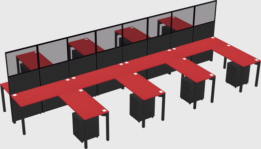 Shared l-shape cubicle