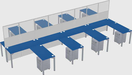 Shared l-shape cubicle