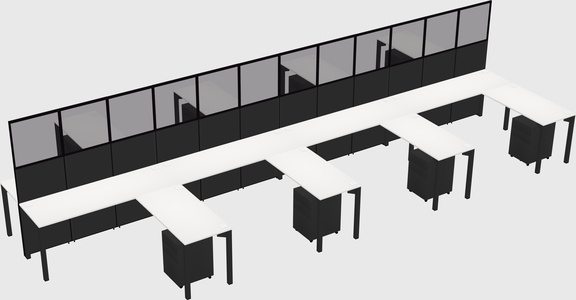 Shared l-shape cubicle