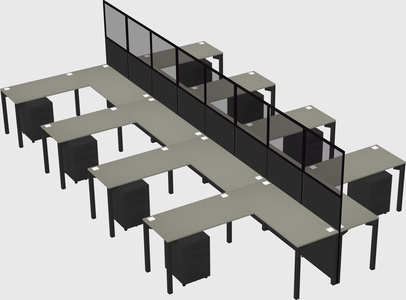 Shared l-shape cubicle