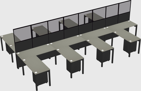 Shared l-shape cubicle