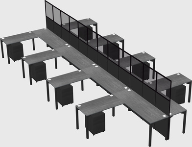 Shared l-shape cubicle
