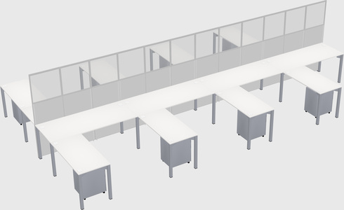 Shared l-shape cubicle