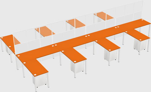 Shared l-shape cubicle