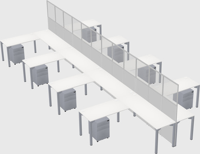 Shared l-shape cubicle