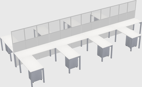 Shared l-shape cubicle