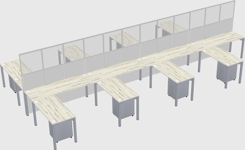 Shared l-shape cubicle
