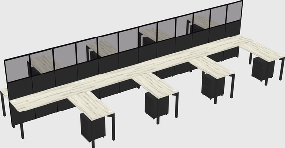 Shared l-shape cubicle
