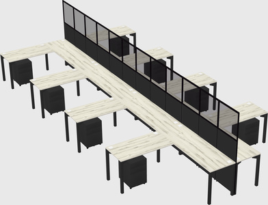 Shared l-shape cubicle