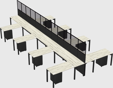 Shared l-shape cubicle
