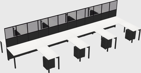 Shared l-shape cubicle