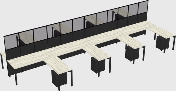 Shared l-shape cubicle