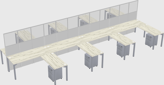 Shared l-shape cubicle