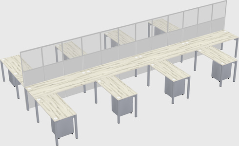 Shared l-shape cubicle