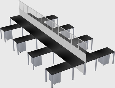 Shared l-shape cubicle