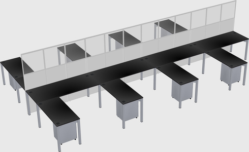 Shared l-shape cubicle