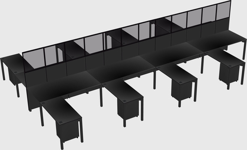 Shared l-shape cubicle