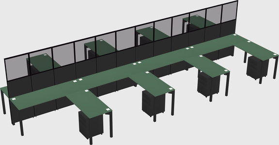 Shared l-shape cubicle
