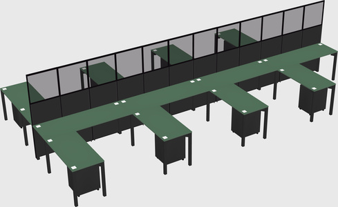 Shared l-shape cubicle