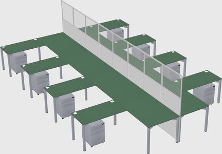 Shared l-shape cubicle