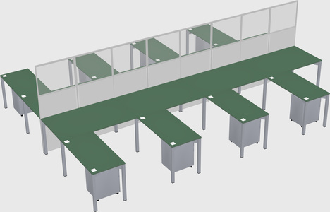 Shared l-shape cubicle