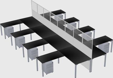 Shared l-shape cubicle