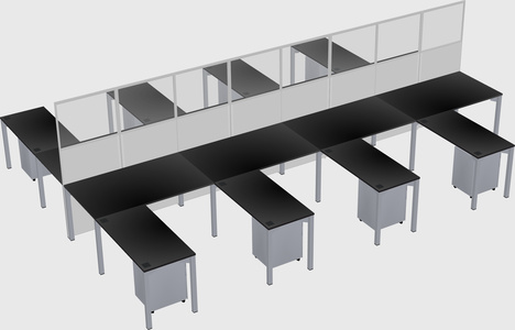 Shared l-shape cubicle