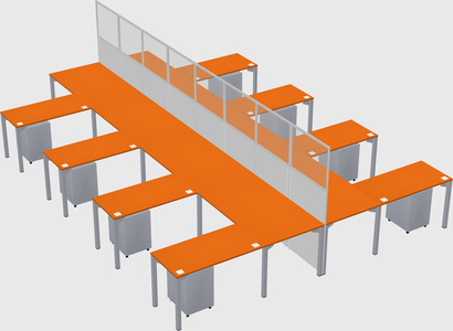 Shared l-shape cubicle