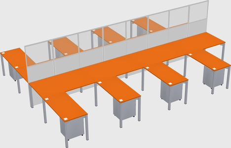 Shared l-shape cubicle