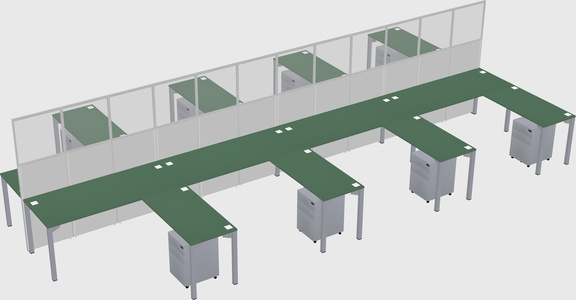 Shared l-shape cubicle