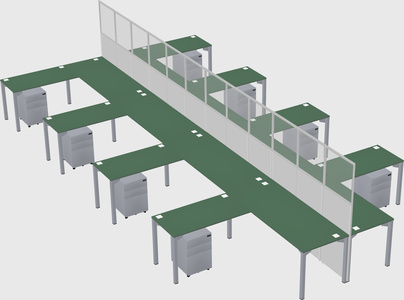 Shared l-shape cubicle