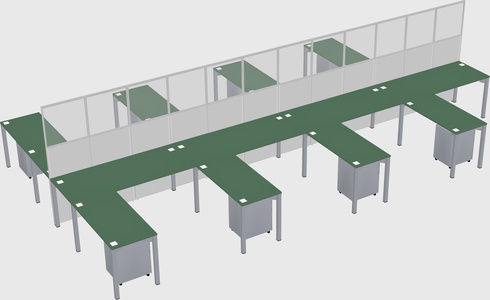 Shared l-shape cubicle