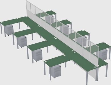 Shared l-shape cubicle