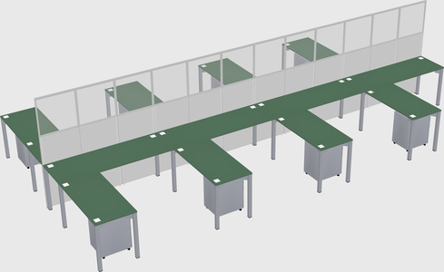 Shared l-shape cubicle