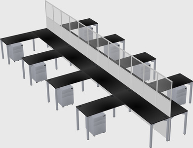 Shared l-shape cubicle