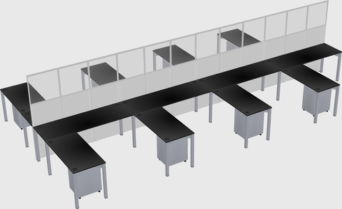 Shared l-shape cubicle