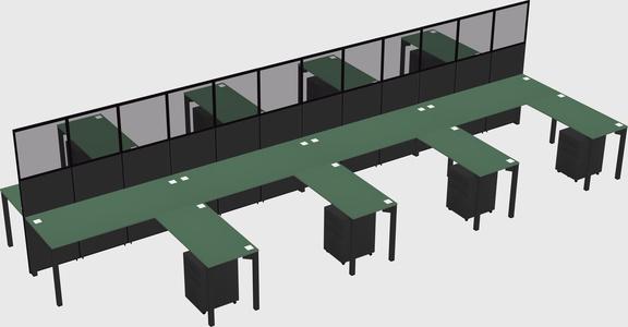 Shared l-shape cubicle